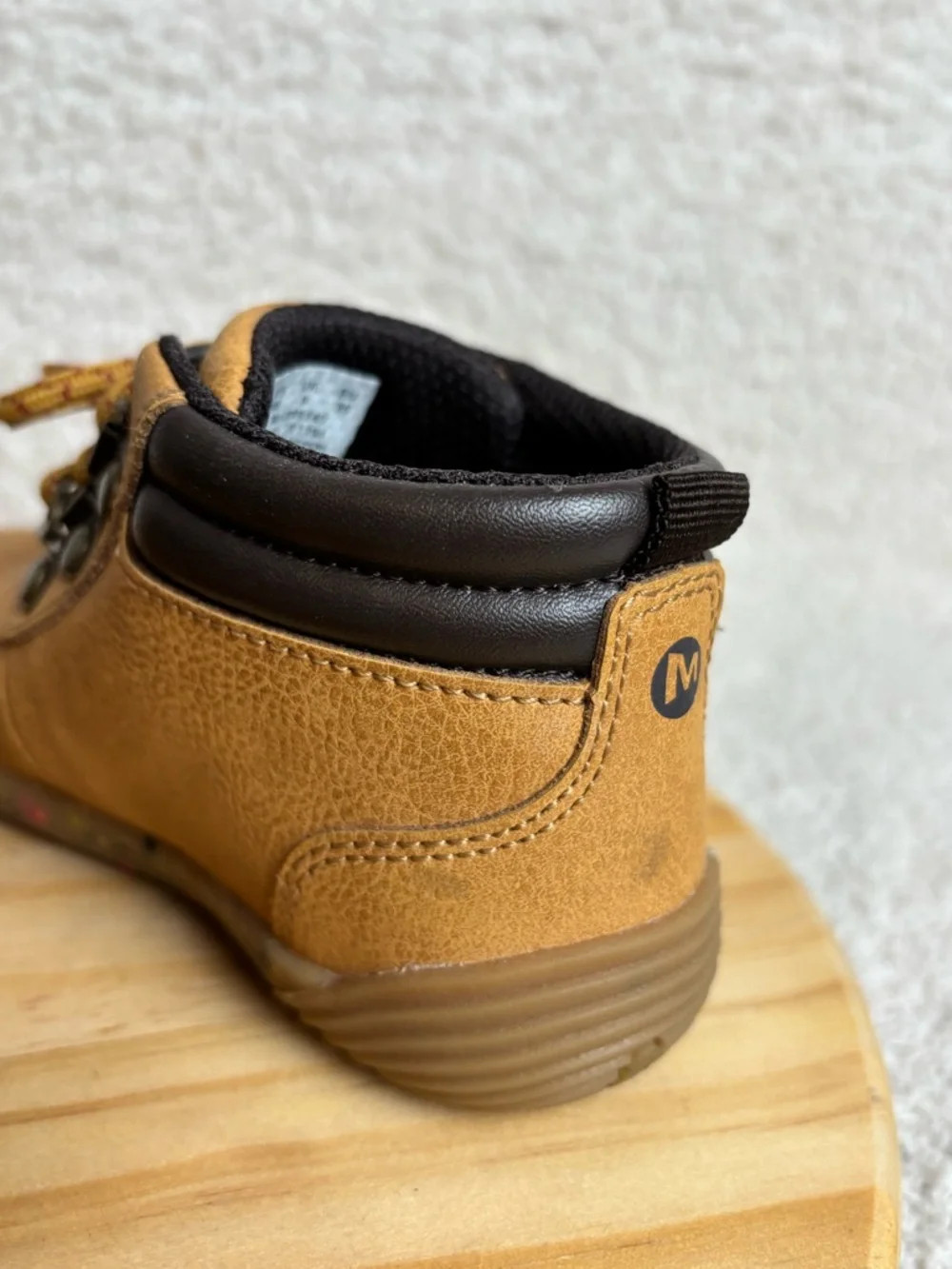 Merrell Boots Toddler 8M Bare Steps 2.0 Leather Hook and Loop in Brown
